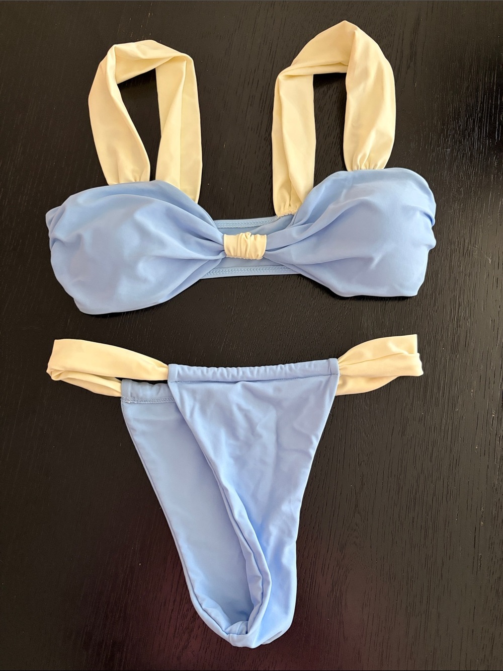 🩵💛 Adorable Cheeky Two-Tone Light Blue and Butter Yellow Bikini Set - Never Worn